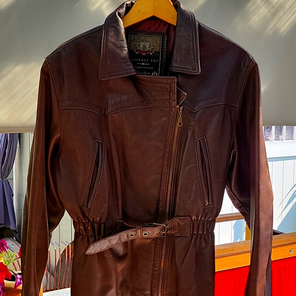 Laurence Roy Brown Leather Jacket size 12